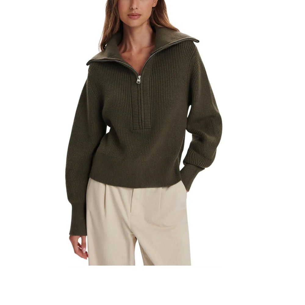 Varley Maura half-zip rib knit sweater
